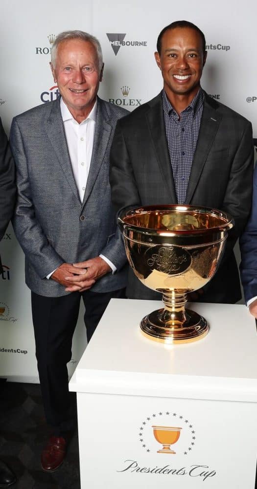 OV Chris Barlow with golfer Tiger Woods and Presidents Gold Cup
