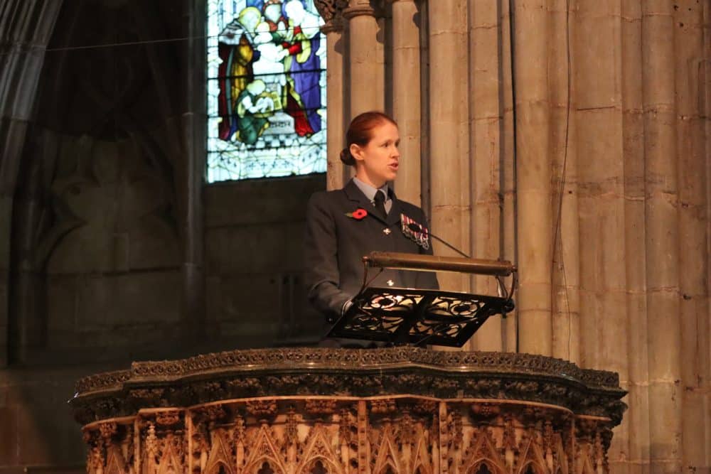 King's Remembrance Day 2022 OV Rhianon Webb addressing the Cathedral