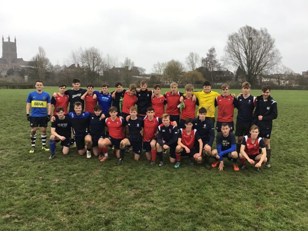 ov football 1st team with the King's 1st XI