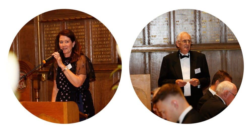 120 OV Dinner 2023 compere OV Julia Annable and Rev'd Martin Loveless