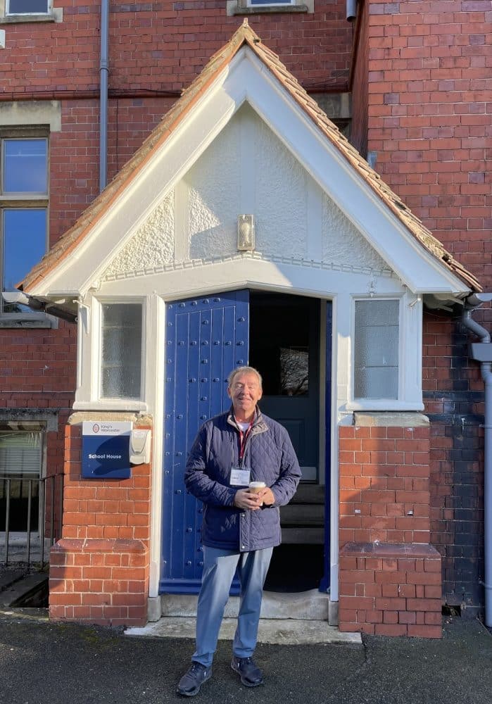 OV Ian Rogers outside School House
